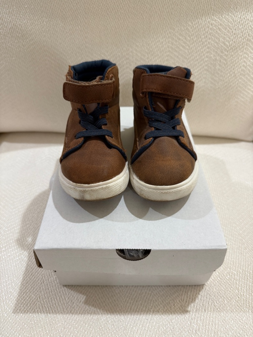 wonder nation Brown High-Top Sneakers with Navy Details